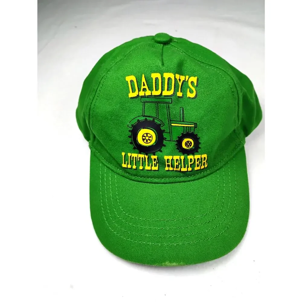John Deere Daddy's Little Helper Toddler Ball Cap Tractor Green Elastic Hat